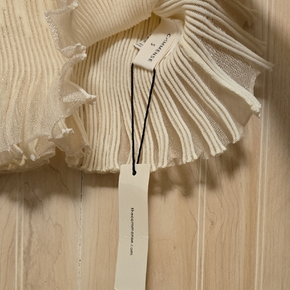 Commense Cream Ribbed Knit Ruffle Top - Picture 2 of 3